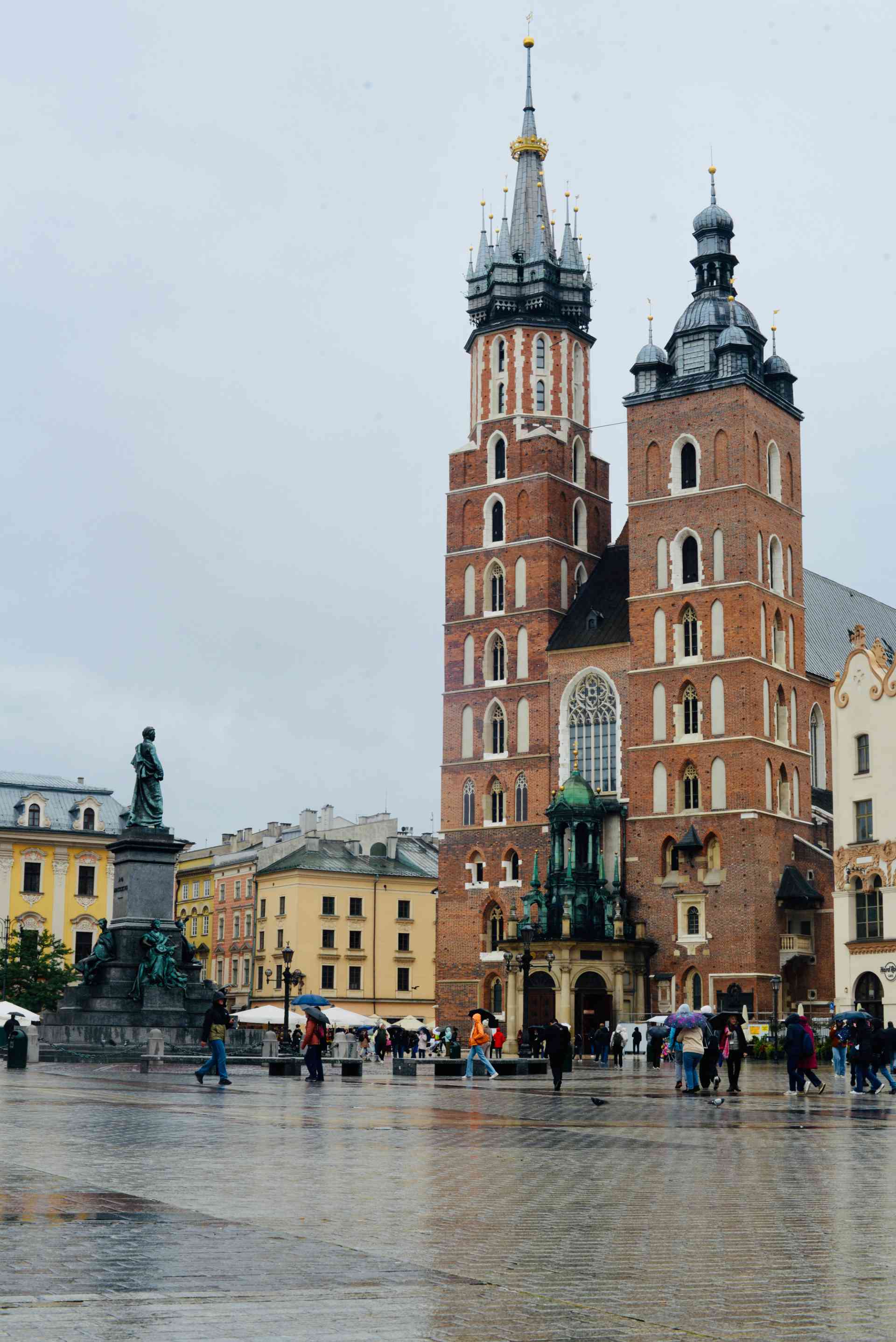 Kraków Market Square with Mickiewicz monument